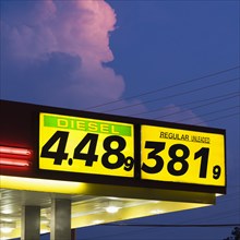 Commercial sign with fuel prices