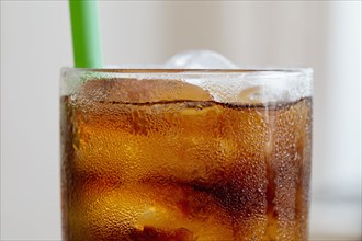 Close-up of glass of soda