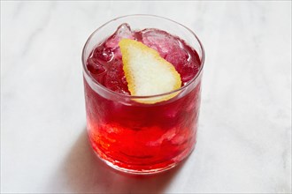 High angle view of glass of vodka cocktail