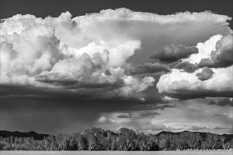 Large clouds in sky