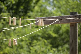 Clothes pins on clothes line
