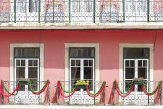 Decorations on balcony of townhouse