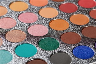 Close-up of colorful eyeshadow palette