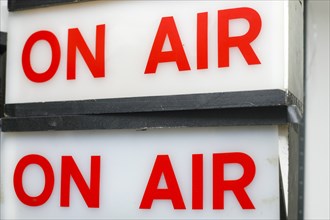 Old On Air sign for live taping