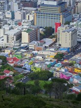 Aerial view of colorful buildings in city