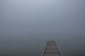 Empty jetty in calm lake