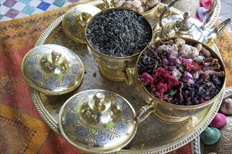 Tea set with herbs