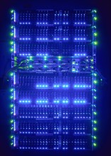 Illuminated server in server room