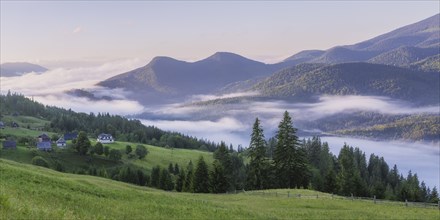 Rolling landscape in Carpathian Mountains
