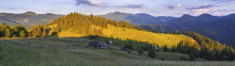 Panoramic view of landscape in Carpathian Mountains