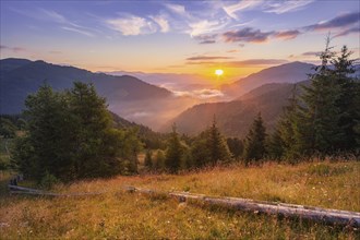 Carpathian Mountains landscape at sunset