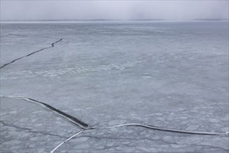 Ice floe on frozen Lake Mendota