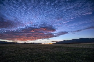 USA, Idaho, Bellevue, Dramatic sky over landscape at sunrise