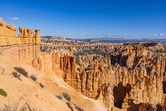 Hoodoo rocks in Bryce Canyon National Park on sunny day