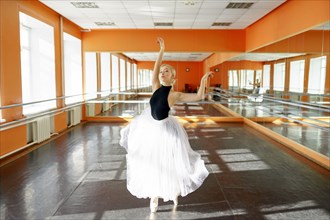 Portrait of ballerina in ballet studio