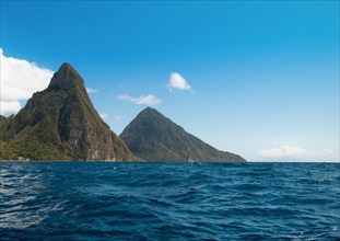 Blue water and mountains, , West Indies, St Lucia