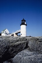 Marshall Point Light Station on sunny day, Saint George, Maine, USA