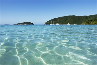 Calm sea surface reflecting sunlight, St. John, United States Virgin Islands, USA