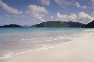 Calm sea waves on tropical sandy beach, St. John, United States Virgin Islands, USA