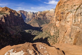 Zion Canyon rock formations seen from Zion Overlook, , Utah, USA