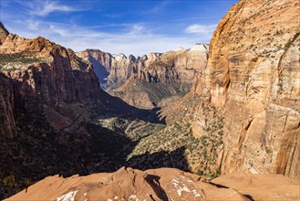 Zion Canyon rock formations seen from Zion Overlook, , Utah, USA