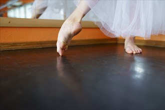 Close-up of ballerinas bare feet, Omsk, , Russia