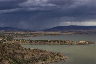 Usa, New Mexico, Abiquiu, Storm clouds over Abiquiu Lake, Abiquiu, New Mexico, USA