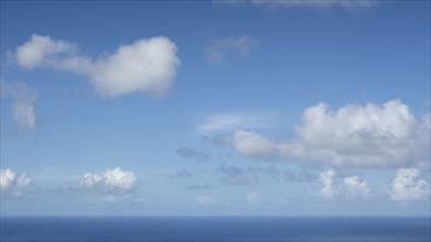 USA, United States Virgin Islands, Clouds over calm Caribbean Sea, St. John, United States Virgin