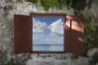 View of Cinnamon Bay from window, St. John, US Virgin Islands, USA, St. John, United States Virgin