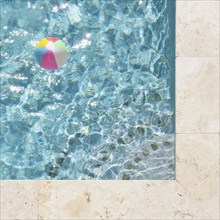 Beach ball floating in swimming pool, St. John, United States Virgin Islands, USA