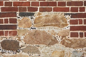 Close-up of brick and stone wall, Annapolis, Maryland, USA