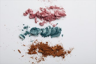 Studio shot of colorful eyeshadow on white background, New York, New York, USA