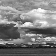 USA, Idaho, Bellevue, Dramatic clouds over landscape, Bellevue, Idaho, USA