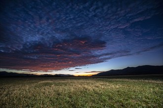 USA, Idaho, Bellevue, Dramatic sky over landscape at sunrise, Bellevue, Idaho, USA