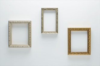 USA, New Jersey, Mendham, Empty picture frames on gallery wall, Mendham, New Jersey, USA