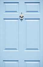 USA, New Jersey, Mendham, Blue front door with brass door knocker, Mendham, New Jersey, USA