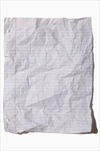 USA, New York State, New York City, Crumpled lined paper on white background, New York City, New