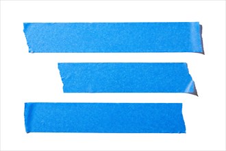 Strips of blue paper tape on white background, New York City, New York, USA