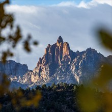 Sandstone crags near Zion National Park at sunset, Zion National Park, Springdale, Utah