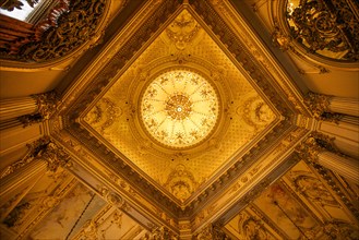 Low angle view of ceiling in Teatro Colon, Buenos Aires, , Argentina