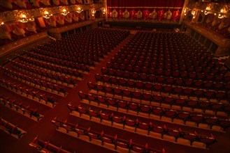 High angle view of concert hall seats in Teatro Colon, Buenos Aires, , Argentina