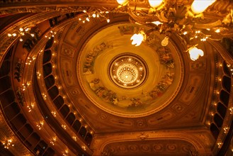 Low angle view of ceiling in Teatro Colon, Buenos Aires, , Argentina