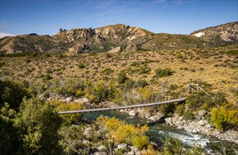 Livestock bridge over Traful River on Estancia Arroyo Verde, Estancia Arroyo Verde, Nequen