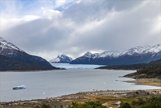 Argentina, Santa Cruz, El Calafate, Clouds over Perito Moreno Glacier and mountains, El Calafate,