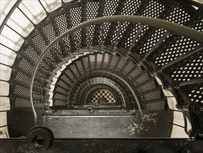 USA, North Carolina, Nags Head, Overhead view of staircase in Bodie Island Lighthouse, Nags Head,