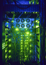 Close-up of hard drives and cables in data center
St, George, Utah, USA