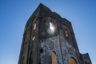 Low angle view of remains of Lithgow Blast Furnace against sky with sun
Lithgow, New South Wales,