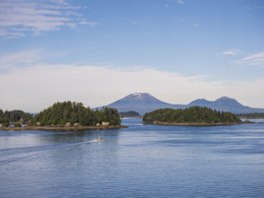 Boat on water with Mount Edgecumbe in background
Sitka, Alaska, USA