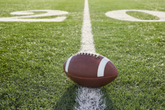 American football ball in field at 20 yard line
New York City, NY USA