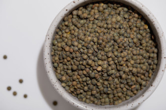 Overhead view of bowl of lentil
New York City, NY USA